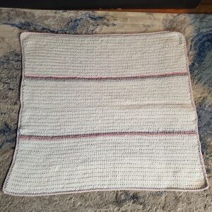 Handmade Crochet Blanket with Pink Accents